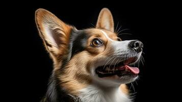 Foto von ein Pembroke Walisisch Corgi Hund mit Brille isoliert auf Weiß Hintergrund. generativ ai