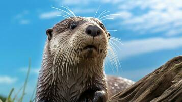 Foto von ein Otter unter Blau Himmel. generativ ai