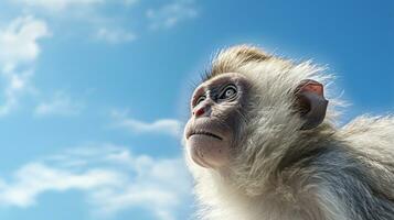 Foto von ein Affe unter Blau Himmel. generativ ai
