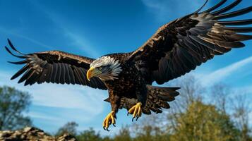 Foto von ein Adler unter Blau Himmel. generativ ai