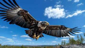 Foto von ein Adler unter Blau Himmel. generativ ai