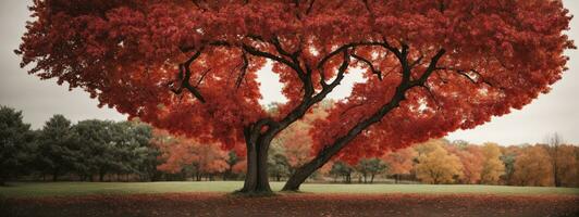 rot Herz geformt Baum. ai generiert foto