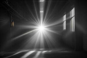 abstrakt schön Strahlen von Licht auf schwarz Hintergrund.. ai generiert foto