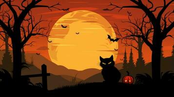 gespenstisch Halloween Katze. generativ ai foto