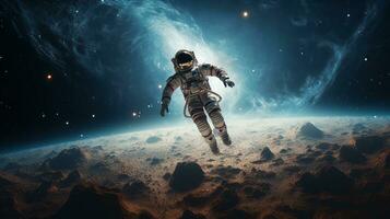Astronaut schwebend kosmisch Weite. generativ ai foto