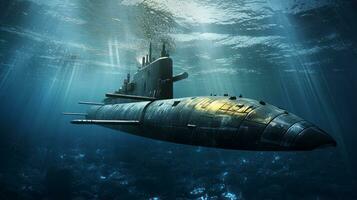 nuklear U-Boot untergetaucht im das Ozean. generativ ai foto