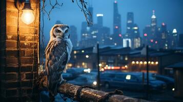 generativ ai, städtisch Koexistenz Tierwelt im das Herz von das Stadt foto