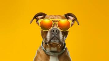 generativ ai, cool Eckzahn Hund anziehen Sonnenbrille foto