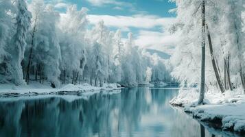 generativ ai, Winter Landschaften Umarmung das Stark Schönheit von Winter Landschaften, ai generativ foto