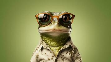 generativ ai, cool Frosch im stilvoll Sonnenbrille foto