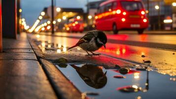 generativ ai, städtisch Koexistenz Tierwelt im das Herz von das Stadt foto