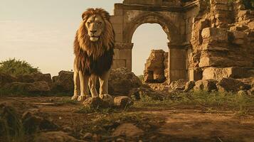 Echos von Majestät Löwen Reise durch uralt Ruinen foto