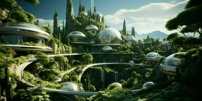 futuristisch Grün Stadt die Architektur foto