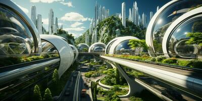 futuristisch Grün Stadt die Architektur foto