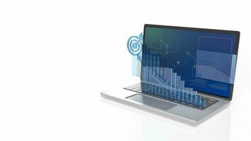 das Diagramm auf Notizbuch zum Geschäft Konzept 3d Rendern foto