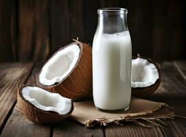 Kokosnuss Milch und Kokosnüsse foto