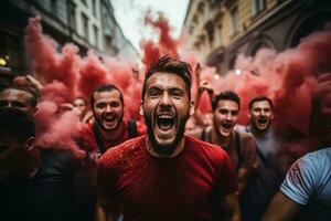 Polieren Fußball Fans feiern ein Sieg foto