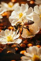 glatt minimalistisch Schuss Erfassen das ruhig Sorgfalt von Bienen Versammlung Nektar foto