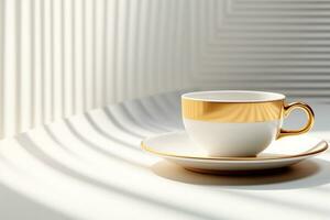 klein Teekannen und Tee Tassen Stand auf ein alt hölzern Tabelle im Mode Stil Hintergrund foto