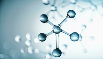 Wissenschaft Hintergrund mit molekulare und Atom Modell. abstrakt molekular Struktur. ai generiert foto
