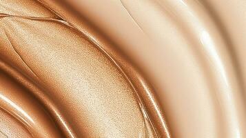 golden Beige kosmetisch Textur, Flüssigkeit Stiftung, Gold schimmern, Bronzer, Textmarker oder Concealer wie Schönheit bilden Produkt Hintergrund, Hautpflege Kosmetika und Luxus bilden, generativ ai foto