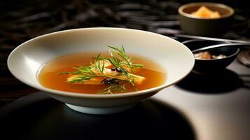 Foto von Miso Suppe wie ein Gericht im ein hochwertig Restaurant. generativ ai
