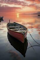 Ruderboot auf das Ruhe Wasser, erstellt mit generativ ai foto