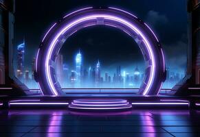ai generativ Neon- beleuchtet futuristisch Hintergrund realistisch Bild, Ultra hd, hoch Design sehr detailliert foto
