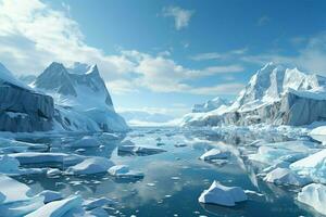 Gletscher Blau Eisberge schweben im das kalt Antarktis Gewässer. ai generiert foto