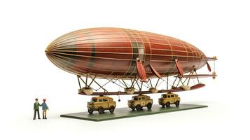 Anzeigen ein 3d Miniatur Zeppelin. generativ ai foto