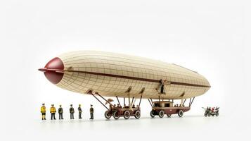 Anzeigen ein 3d Miniatur Zeppelin. generativ ai foto