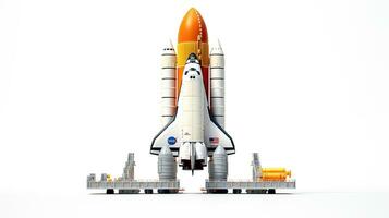 Anzeigen ein 3d Miniatur Raum Shuttle atlantis. generativ ai foto