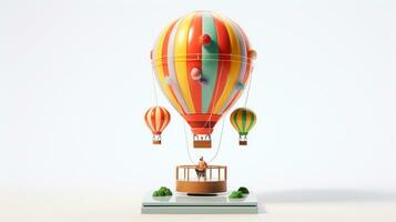 Anzeigen ein 3d Miniatur roziere Ballon - - Hybrid Gas und heiß Luft. generativ ai foto