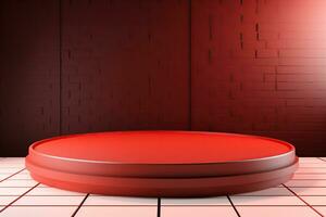 rot minimalistisch Podium, Bühne, Stand, Sockel zum Waren. generativ ai foto