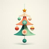 Weihnachten Baum Spielzeug minimalistisch Stil, Weihnachten eben geometrisch Stil hoch Qualität ai generiert Bild foto