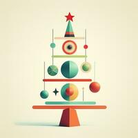 Weihnachten Baum Spielzeug minimalistisch Stil, Weihnachten eben geometrisch Stil hoch Qualität ai generiert Bild foto