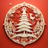 Weihnachten Baum Papier Schnitt Stil hoch Qualität ai generiert Bild foto