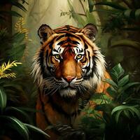 Bengali Tiger natürlich Wald Laub Design schön Hintergrund foto