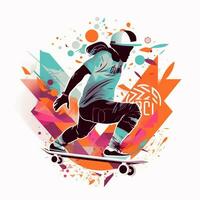 Skateboard Illustration Design zum T-Shirts foto