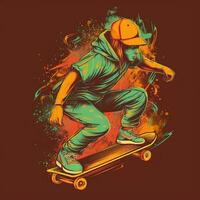 Skateboard Illustration Design zum T-Shirts foto