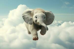 wunderlich Baby Elefant im Wolken. generieren ai foto