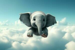 ätherisch Baby Elefant im Wolken. generieren ai foto