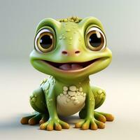 3d Karikatur süß Grün Frosch ai foto