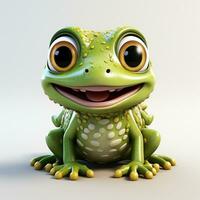 3d Karikatur süß Grün Frosch ai foto