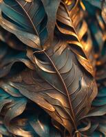 ai generativ, tropisch Blätter Hintergrund mit verschiedene Illustration foto
