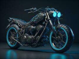 ai generativ, konzeptionelle Design von ein Benutzerdefiniert Motorrad isoliert auf verschiedene Hintergrund foto
