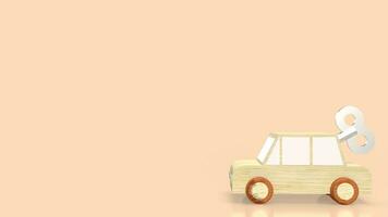 das Auto Holz Spielzeug mit Wind oben zum Bedienung Konzept 3d Rendern foto
