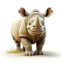 3d Karikatur süß Nashorn ai foto