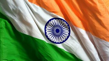 indisch Flagge winken im das Wind. ai generativ foto