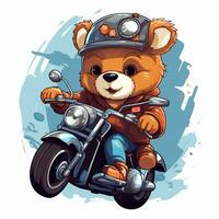 süß wenig Bär Reiten Motorrad foto